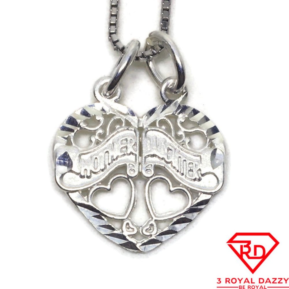 Mother Daughter 3D Pendant 925 Sterling Silver